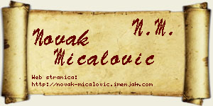 Novak Mićalović vizit kartica